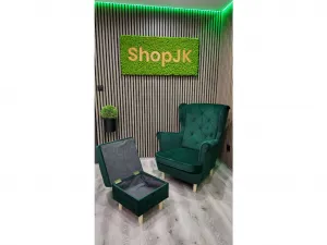 JAKS Kreslo ušiak zelený velúr Miláno