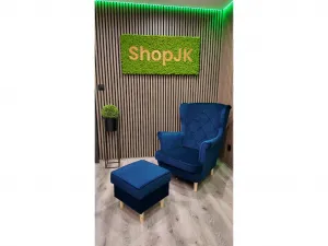 JAKS Kreslo ušiak modrý velúr Miláno