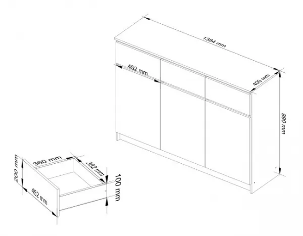 Ak furniture Komoda Karolína 140 cm 3 skrinky a 3 zásuvky wenge/sonoma