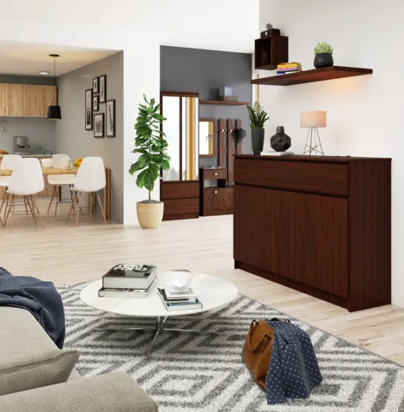 Ak furniture Komoda Karolína 140 cm 3 skrinky a 3 zásuvky wenge