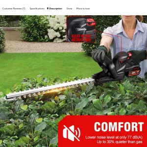 Výkonné akumulátorové nožnice na trávu a živý plot / plotostrih Onevan 2000W s dlžkou čepele  51cm Batéria: 2ks batéria