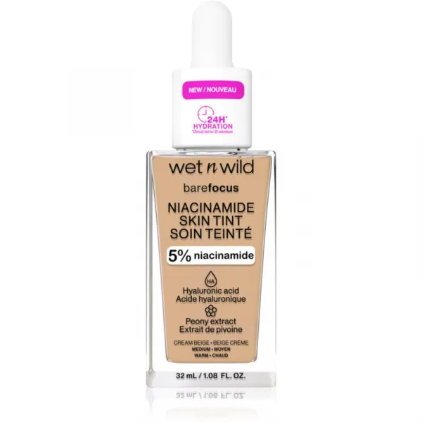 Wet n Wild BareFocus Niacinamide Skin Tint ľahký hydratačný make-up odtieň Cream Beige (Warm) 32 ml