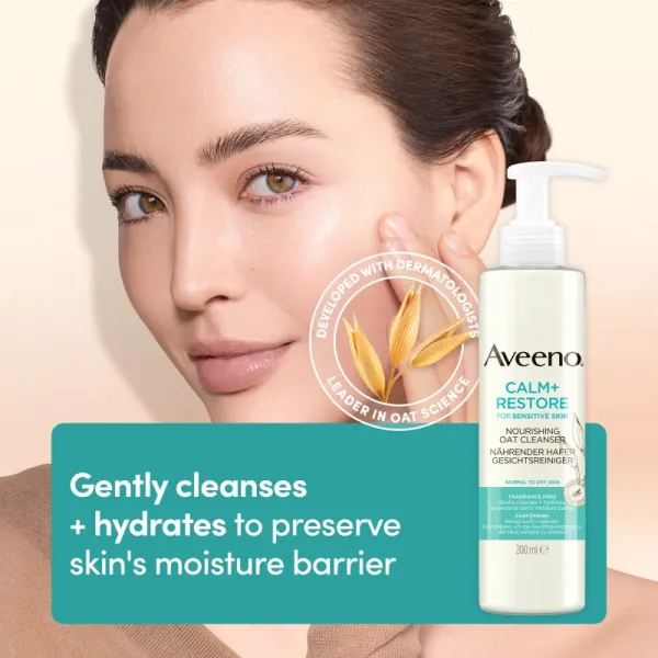Aveeno Calm + Restore čistiaci pleťový gél pre citlivú pleť 200 ml