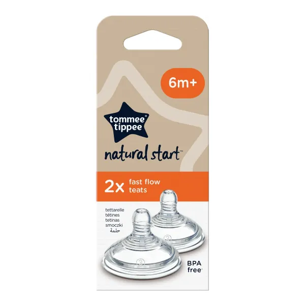 Tommee Tippee Natural Start Anti-Colic Teat cumlík na fľašu Fast Flow 6 m+ 2 ks