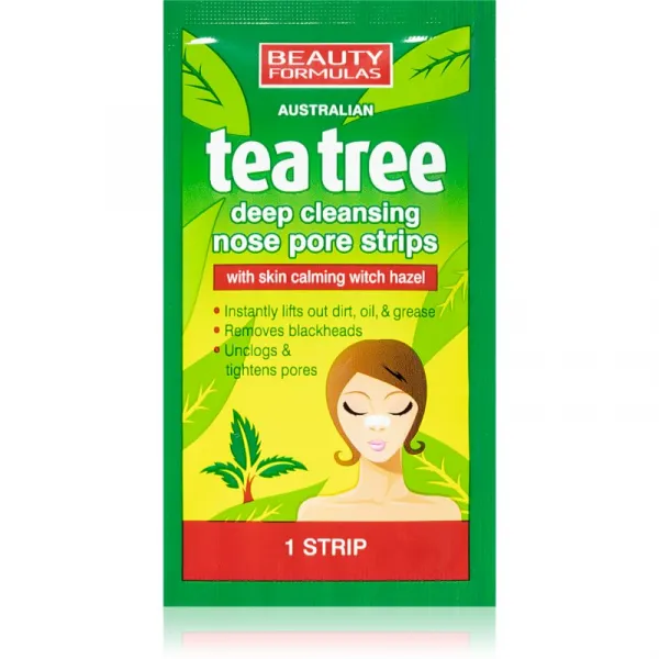 BEAUTY FORMULAS tea tree Čistiace pásky na nos 6 ks