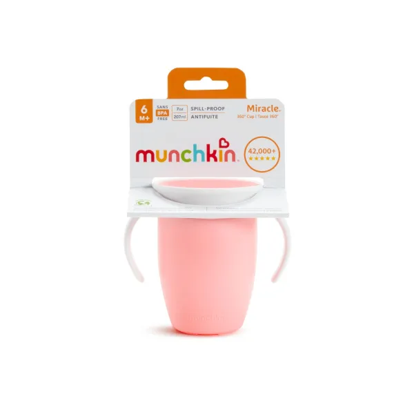 Munchkin Miracle 360° tréningový hrnček s držadlami Pink 6 m+ 207 ml