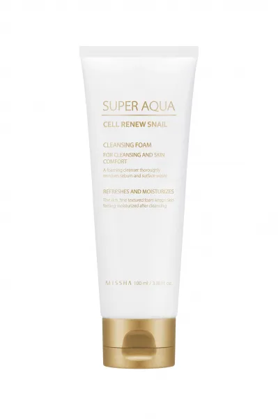Missha Super Aqua Cell Renew Snail čistiaca pena  s extraktom zo slimáka 100 ml