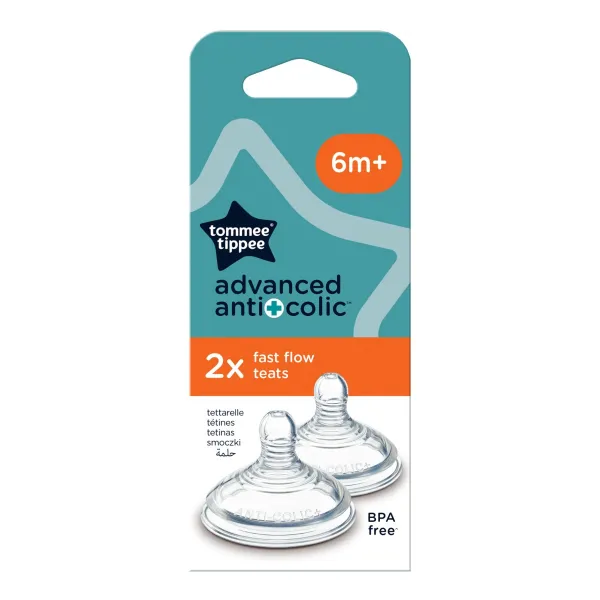 Tommee Tippee Closer To Nature Advanced Anti-colic Teat cumlík na fľašu Fast Flow 6m+ 2 ks