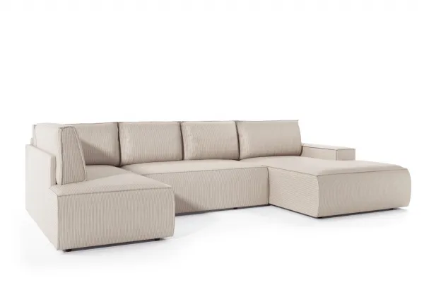 3kraft Rohová rozkladacia sedacia súprava Fiord U2 140 349 cm Poso 100 krémovo biela