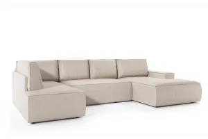 3kraft Rohová rozkladacia sedacia súprava Fiord U2 140 349 cm Poso 100 krémovo biela