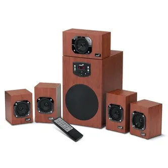 Genius reproduktory SW-HF 5.1 4600 v2 31730016400, 5.1, 120W, hnědé, dálkové ovládání, domácí kino, 3,5 mm jack, 40Hz~20kHz