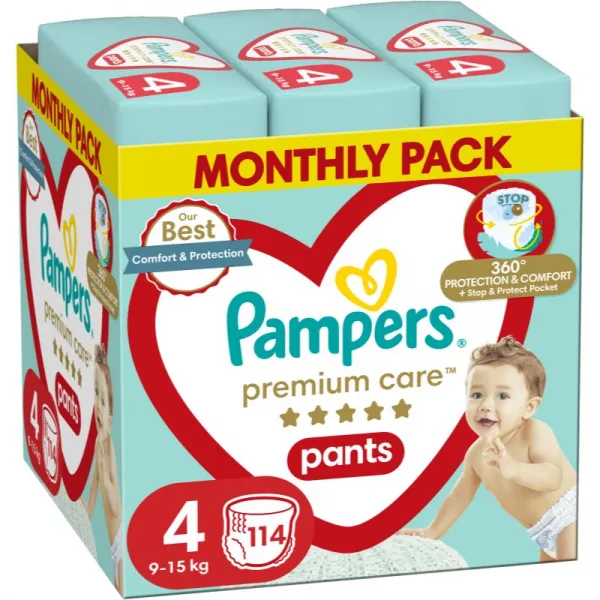 Pampers Premium Care Pants Size 4 jednorazové plienkové nohavičky 9-15 kg 114 ks