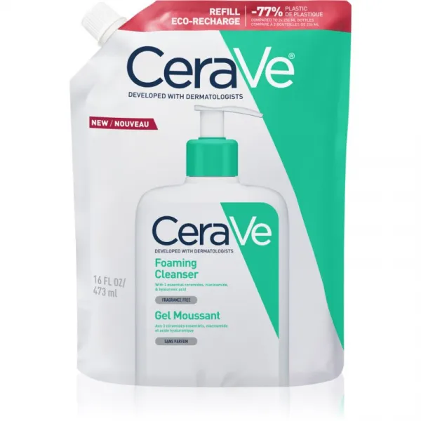 CeraVe Refill Foaming Cleanser čiastiaci penivý gél pre normálnu až mastnú pleť náhradná náplň 473 ml