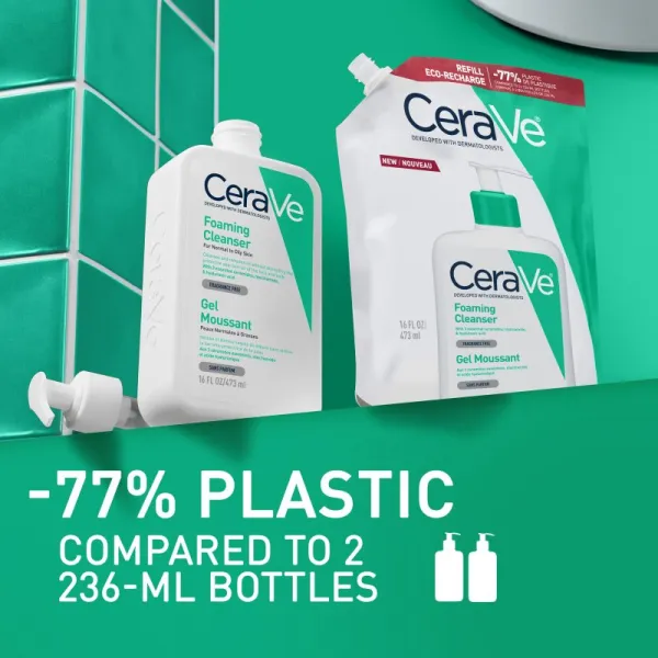 CeraVe Refill Foaming Cleanser čiastiaci penivý gél pre normálnu až mastnú pleť náhradná náplň 473 ml