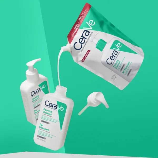 CeraVe Refill Foaming Cleanser čiastiaci penivý gél pre normálnu až mastnú pleť náhradná náplň 473 ml