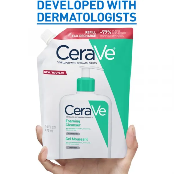 CeraVe Refill Foaming Cleanser čiastiaci penivý gél pre normálnu až mastnú pleť náhradná náplň 473 ml