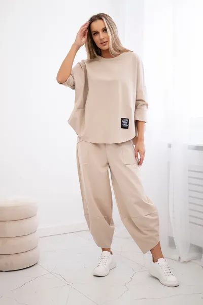 Legínovo Súprava Punto Milano Winter mikina + nohavice khaki Farba: Béžová, Veľkosť: UNI