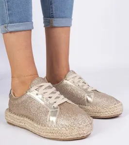 Gemre Zlaté dámske espadrilky zdobené brokátom Taredo