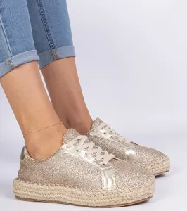 Gemre Zlaté dámske espadrilky zdobené brokátom Taredo