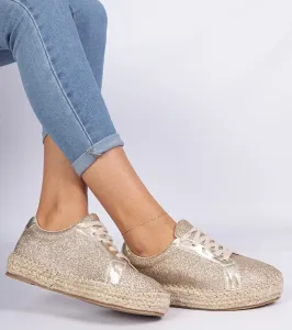 Gemre Zlaté dámske espadrilky zdobené brokátom Taredo