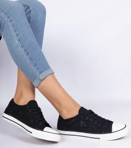 Gemre Čierne dámske ažúrové tenisky Saha