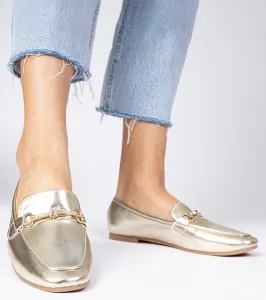 Gemre Zlaté elegantné mokasíny so zlatou ozdobou a zirkónmi Kalisa