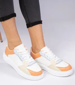 Gemre Bielo-oranžové športové tenisky z ekokože Lavilia