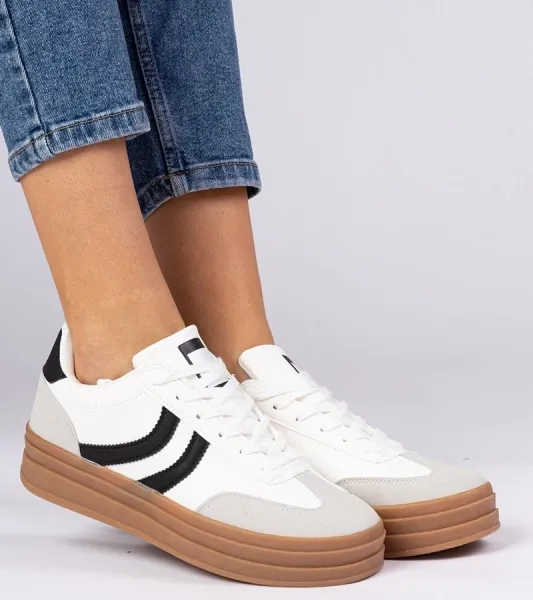 marka niezdefiniowana White women's sneakers with black accents Melly