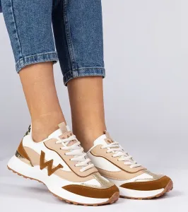 marka niezdefiniowana White-brown women's sneakers with animal print Kalasa