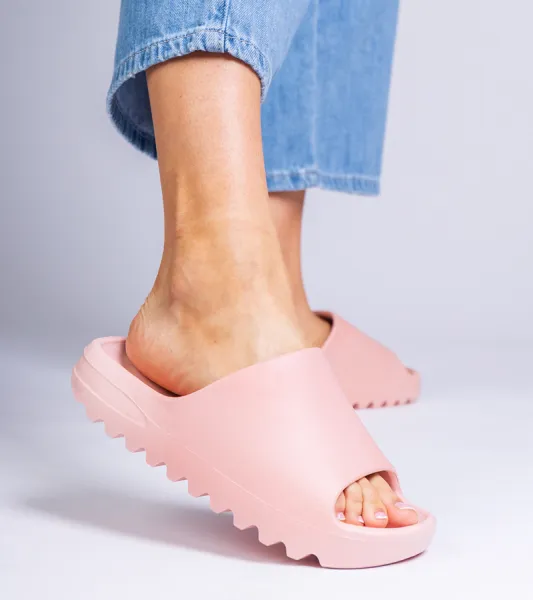 marka niezdefiniowana Pink rubber women's slides Serrano