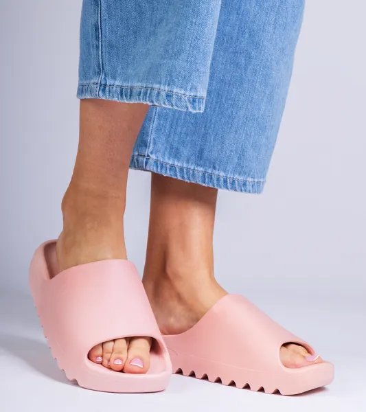 marka niezdefiniowana Pink rubber women's slides Serrano
