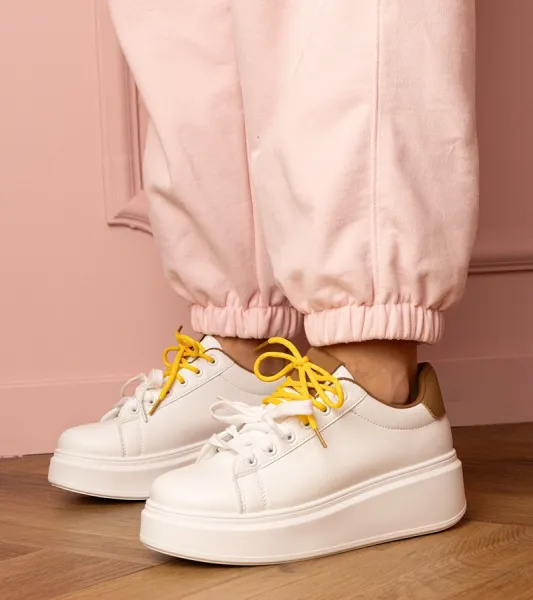 marka niezdefiniowana White-brown platform sports sneakers Kler