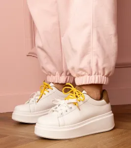 marka niezdefiniowana White-brown platform sports sneakers Kler