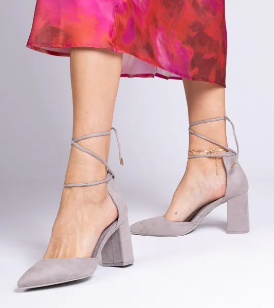 marka niezdefiniowana Gray classic pumps made of eco-suede Kaya