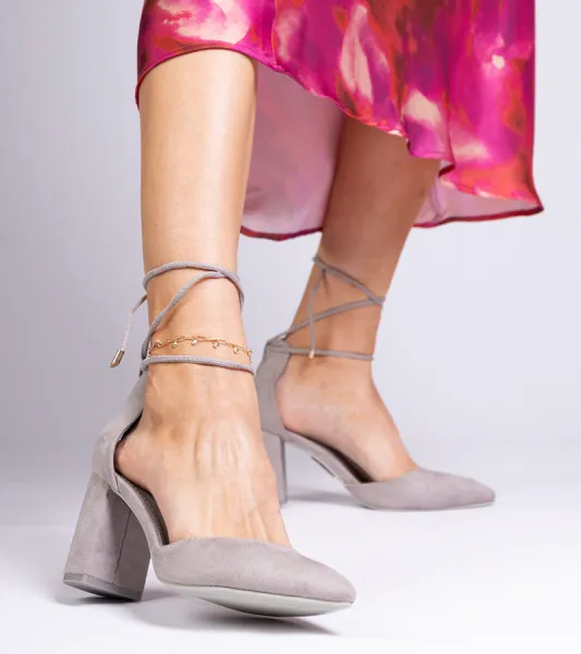 marka niezdefiniowana Gray classic pumps made of eco-suede Kaya