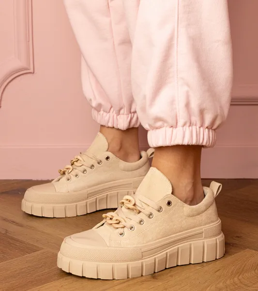 marka niezdefiniowana Beige women's sports sneakers Kesium