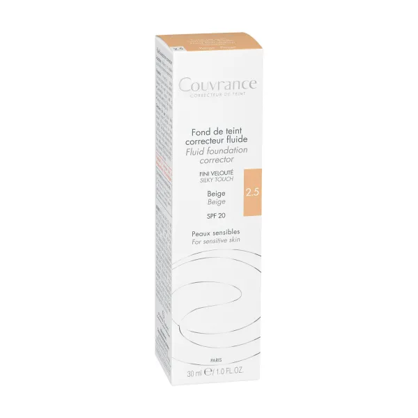 Avène Couvrance Fluid Foundation Corrector tekutý krycí makeup SPF 20 odtieň 2.5 Beige 30 ml