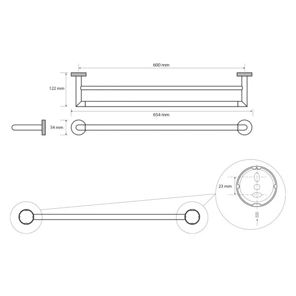 Dvojitý držiak na uteráky LARISSA 600x122mm, chróm WS011