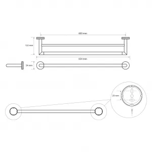 Dvojitý držiak na uteráky LARISSA 600x122mm, chróm WS011