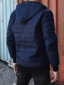 Moderná prešívaná prechodná bunda modrá