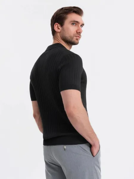 Polokošeľa s krátkym rukávom slim fit -pre mužov- čierna