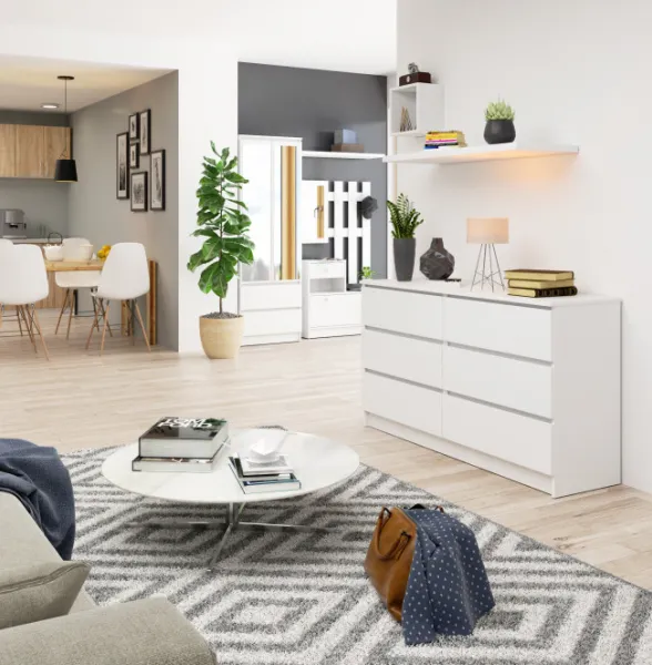 Ak furniture Komoda Rollo K 138,4 cm bílá matná