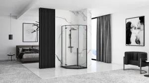 REA/S - Sprchovací kút DIAMOND 80x80 - čierna matná + sprchova vanička Diamond, biela KPL-06900