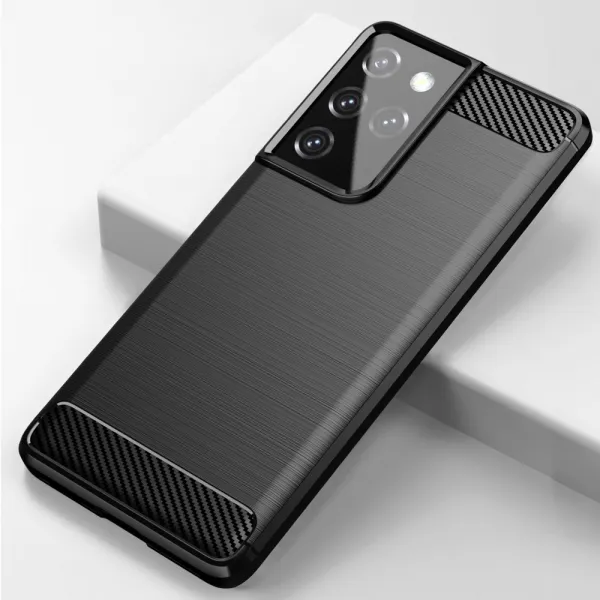MG Carbon Case Flexible silikónový kryt na Samsung Galaxy S21 Ultra 5G, modrý