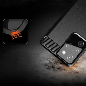 MG Carbon Case Flexible silikónový kryt na Samsung Galaxy S21 Ultra 5G, modrý