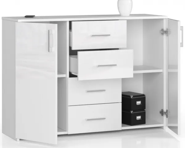 Ak furniture Komoda Torvi K 110,4 cm biela lesklá
