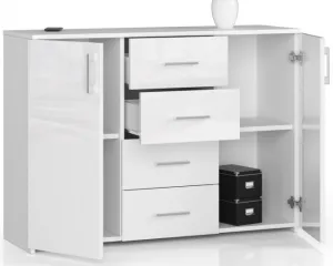 Ak furniture Komoda Torvi K 110,4 cm biela lesklá
