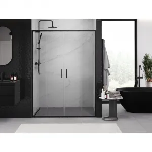 MEXEN/S - Exo dvojité posuvné sprchové dvere 150, transparent, čierna 8152-150-000-70-00