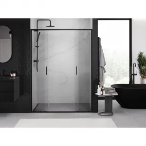 MEXEN/S - Exo dvojité posuvné sprchové dvere 150, transparent, čierna 8152-150-000-70-00