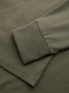 Pánske tričko s dlhým rukávom a s logom- olivové